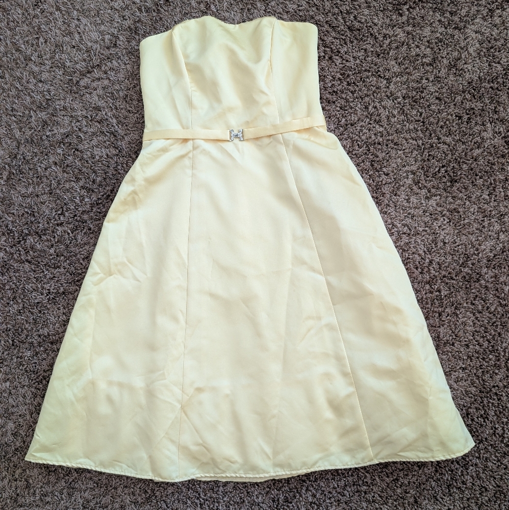 Vintage Elegant Yellow Strapless Dress Size Small - Picture 2 of 6